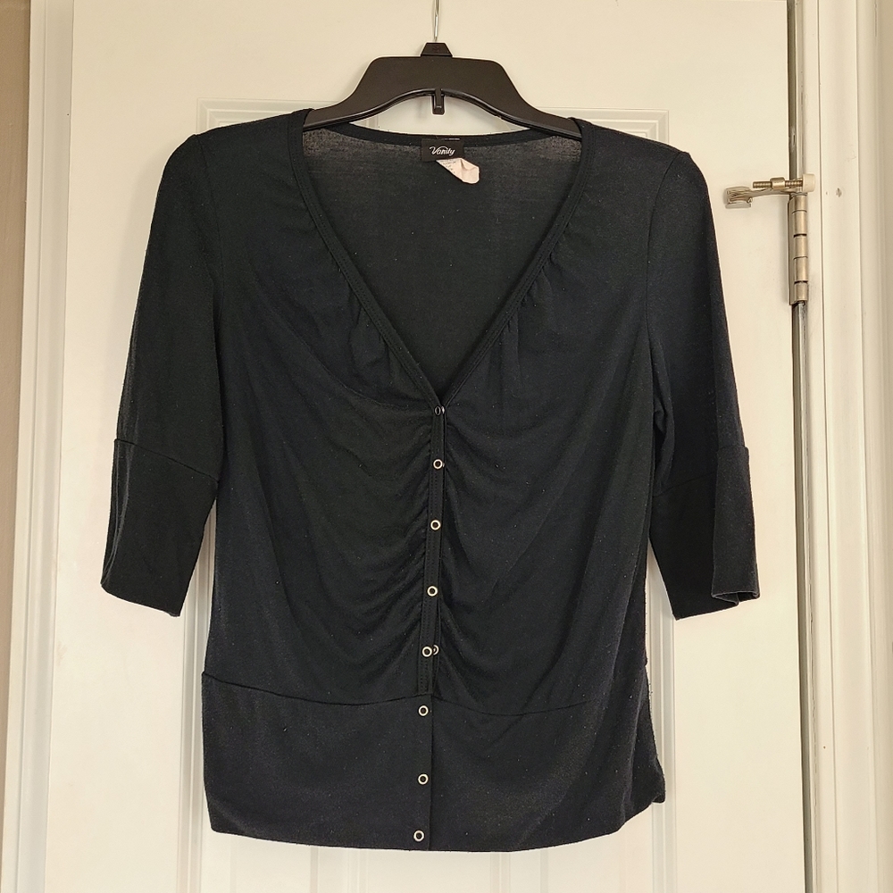 VANITY 3/4 Snap Closure Cardigan Black